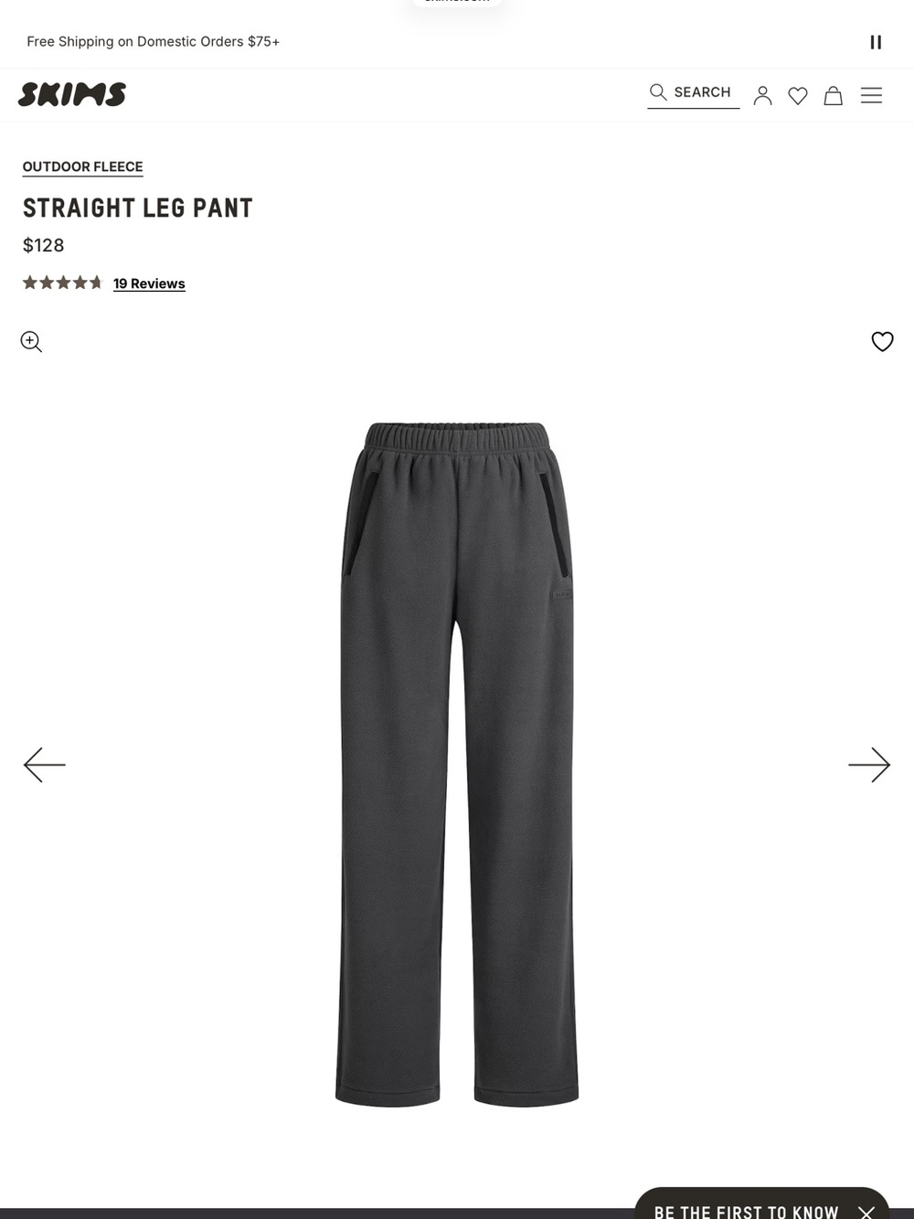 Skims NWT Fleece Lounge Straight Leg Pant - Ash size large currently $128